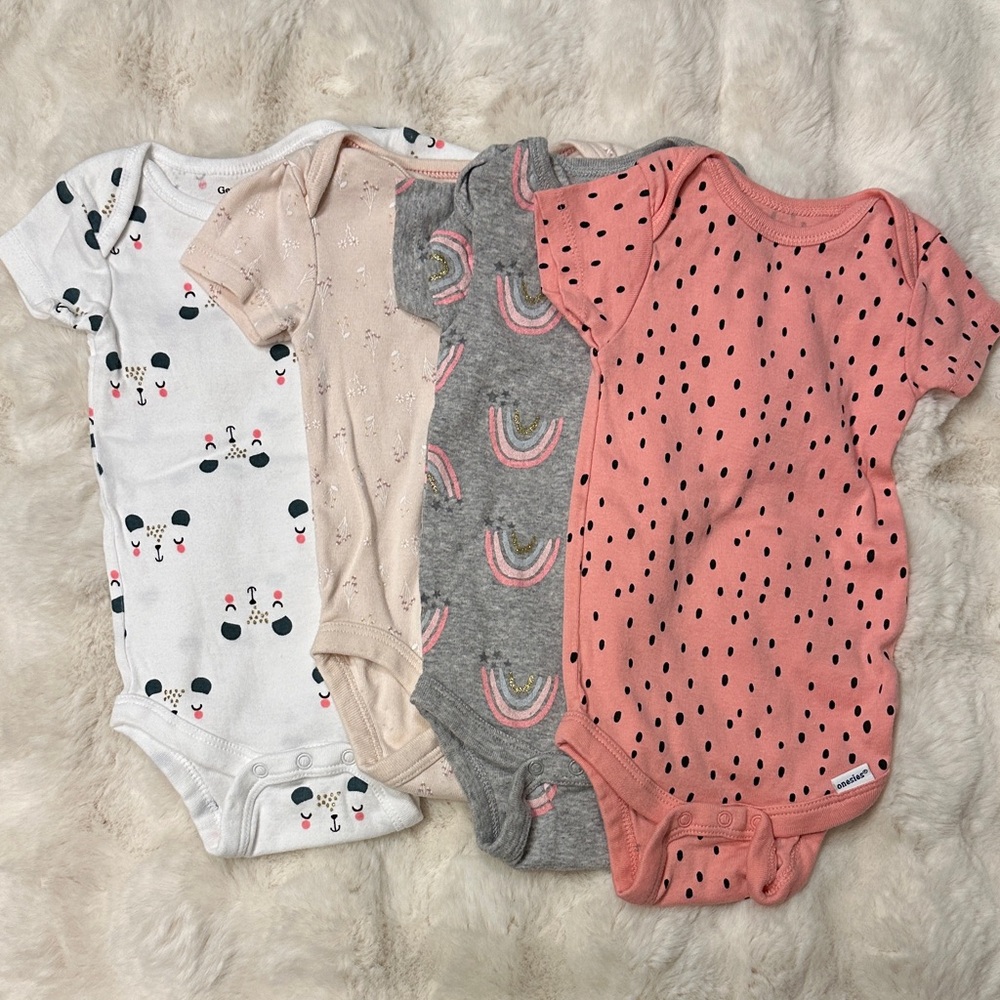 Gerber Pink, Gray, and White Baby Bodysuits Set